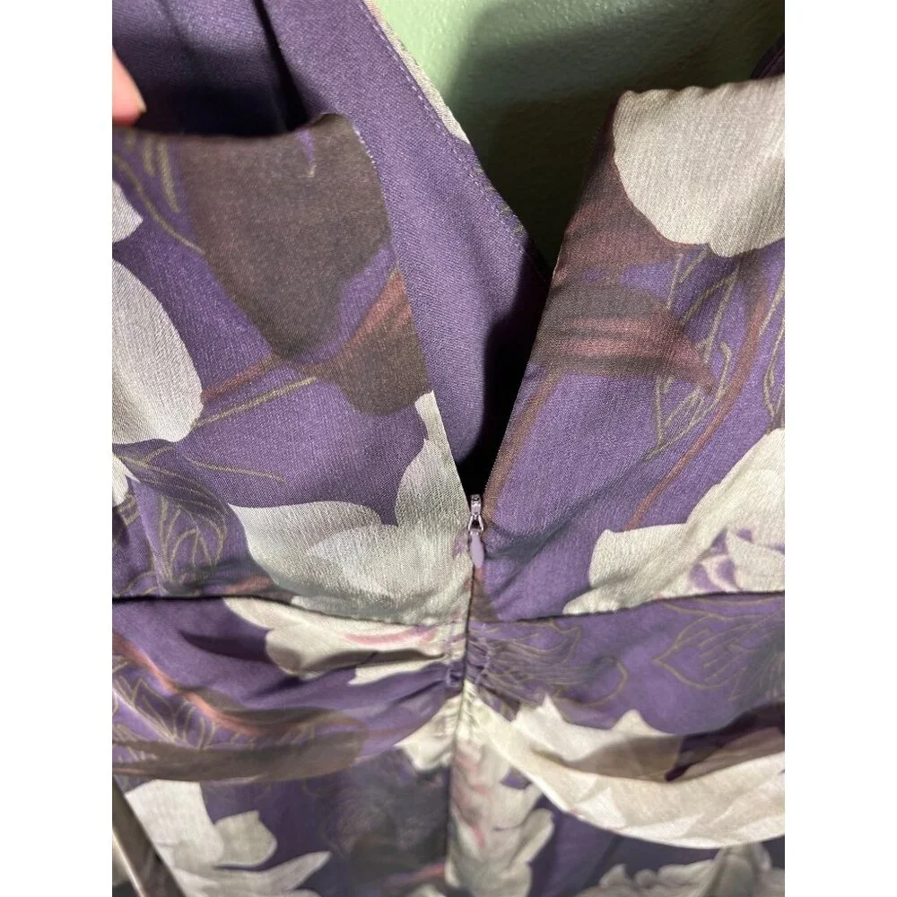 Purple Floral Sleeveless Dress With Empire Waist Size 20 W Easter Fairy - Picture 4 of 12